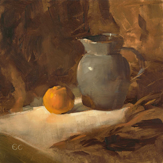 Original Oil Painting - Jug and Orange